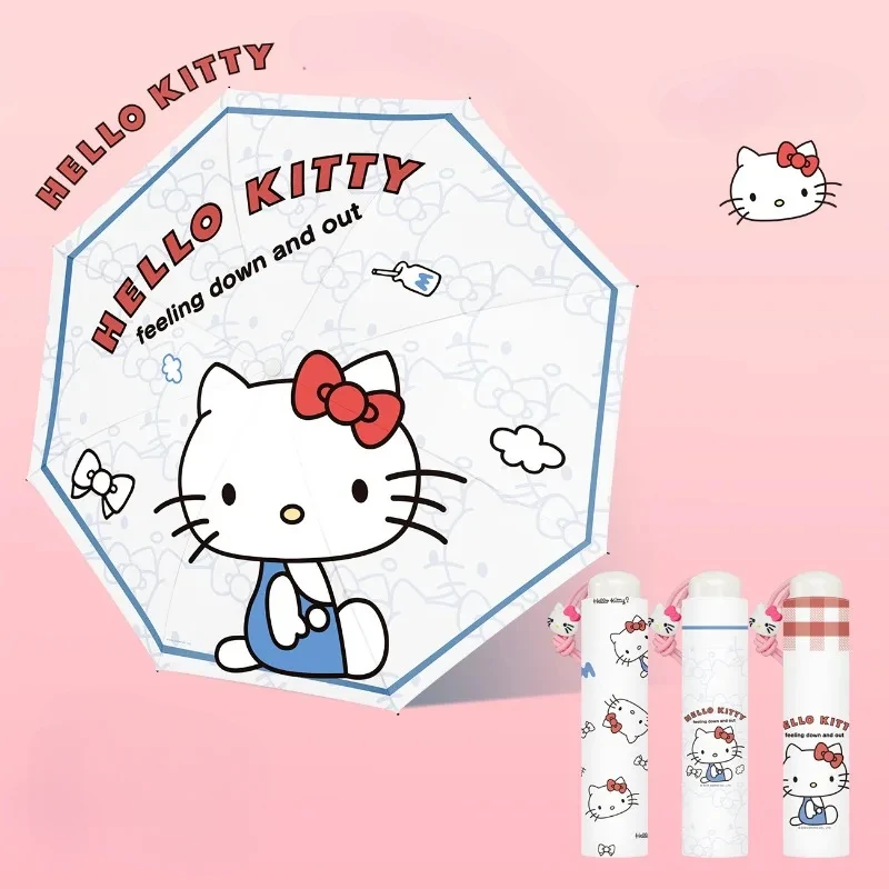 Miniso Hello Kitty Umbrella Kawaii Cute Anime Cartoon Rainy Sunny Parasol Sunshade Sun Protection Birthday Gift Girl Portable