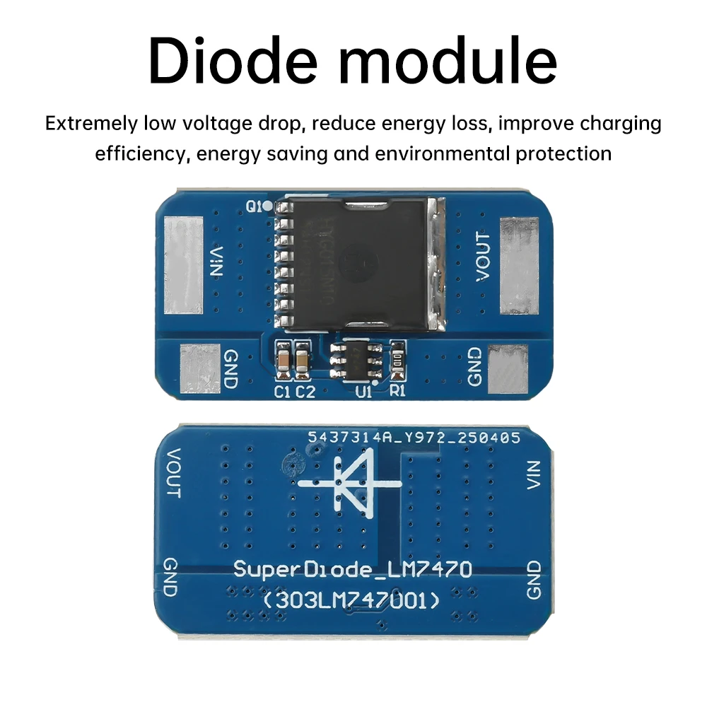Mini Ideal Diode Module Anti-Backflooding Anti-Reverse Diode LM74700 Ideal Diode Rectifier Battery Protection Board 5-30V 10A