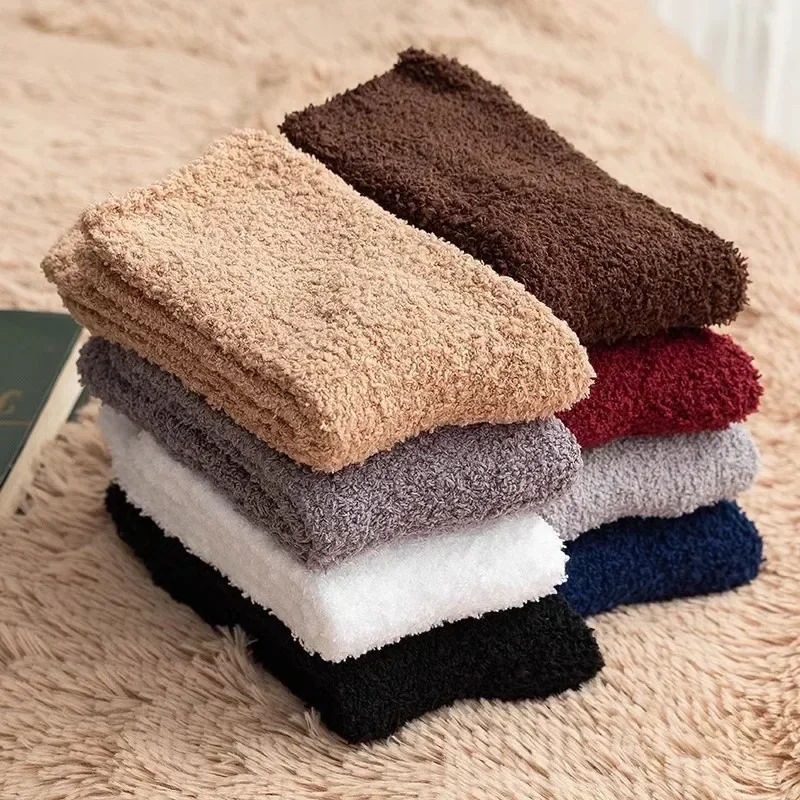 Winter Warm Thicken Fluffy Socks Men Soft Elastic Coral Velvet Towel Sock Unisex Thermal Cozy Floor Sleeping Socken Dropshipping