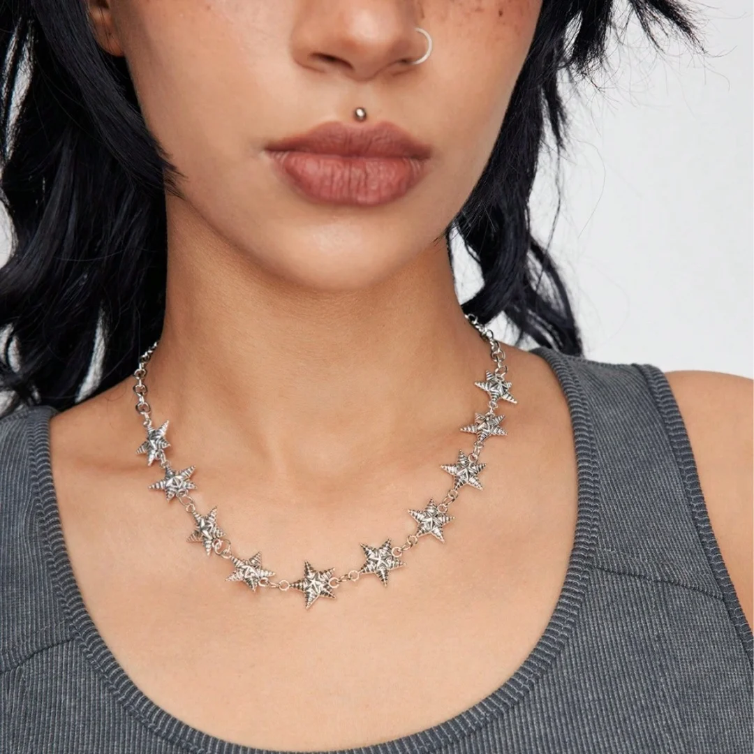 

DUTRIEUX Charms Fashion Light luxury Stars Pendant Necklace Lockbone Chain Women's Personality Chokers Jewelry Accessories Gifts