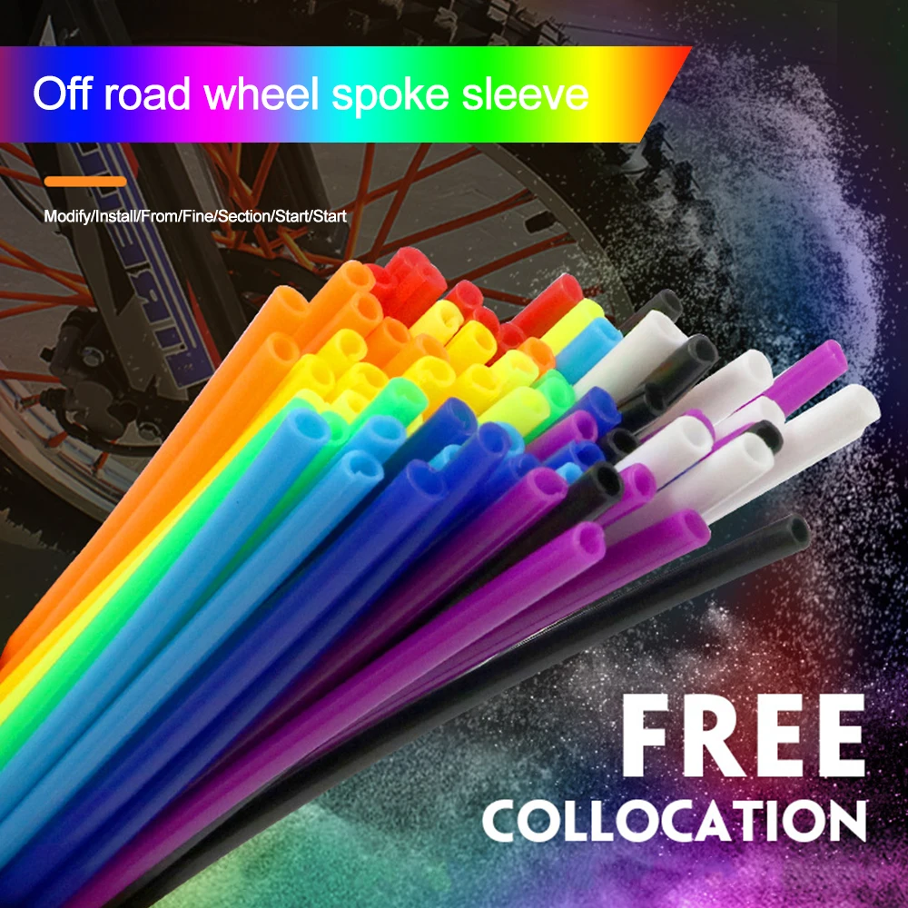 36pcs 17/24mm Universal Motorcycle Dirt Bike Wheel Rim Cover Spoke Skins Wrap Tubes Motocross Wire Wheels Color Spoke Sleeve