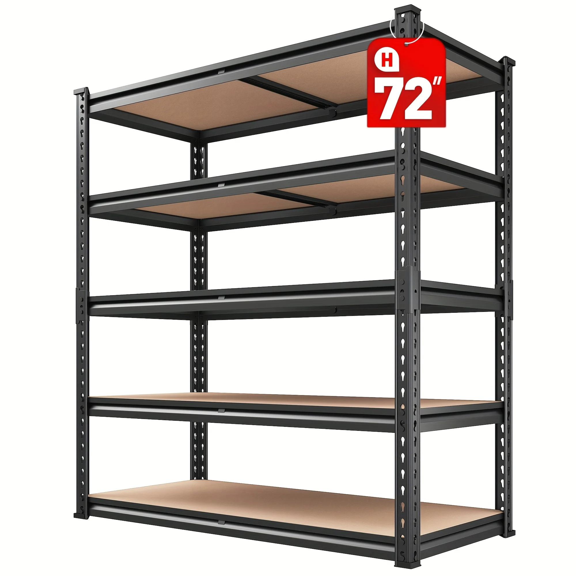 

5-Tier Heavy-Duty 2000 Capacity Metal Storage Shelf Unit - Adjustable Garage Shelving with 72"H x 35.5"W x 15.8"D Footprint