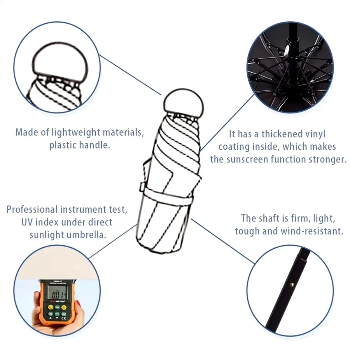 2026 New 1pcs Anti-Uv Mini Umbrella for Sunny and , Portable with Uv Coating and 6 ReinforcedRibs