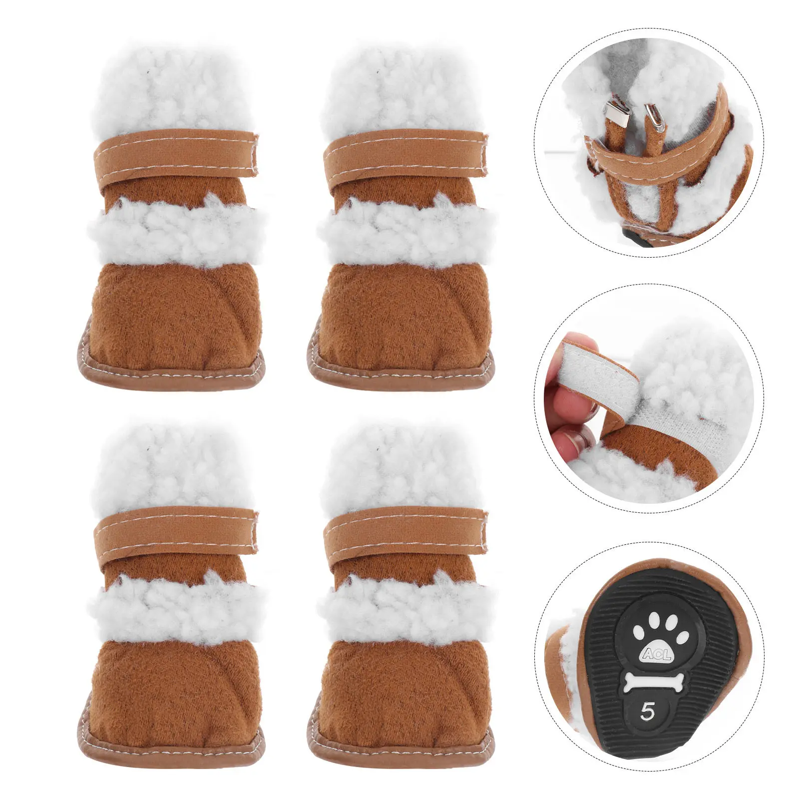 

2Pairs Pet Snow Boots Winter Dog Shoes for Outdoor Walking Running Hiking Non-Slip Soles Comfortable Fit Small Medium Dogs