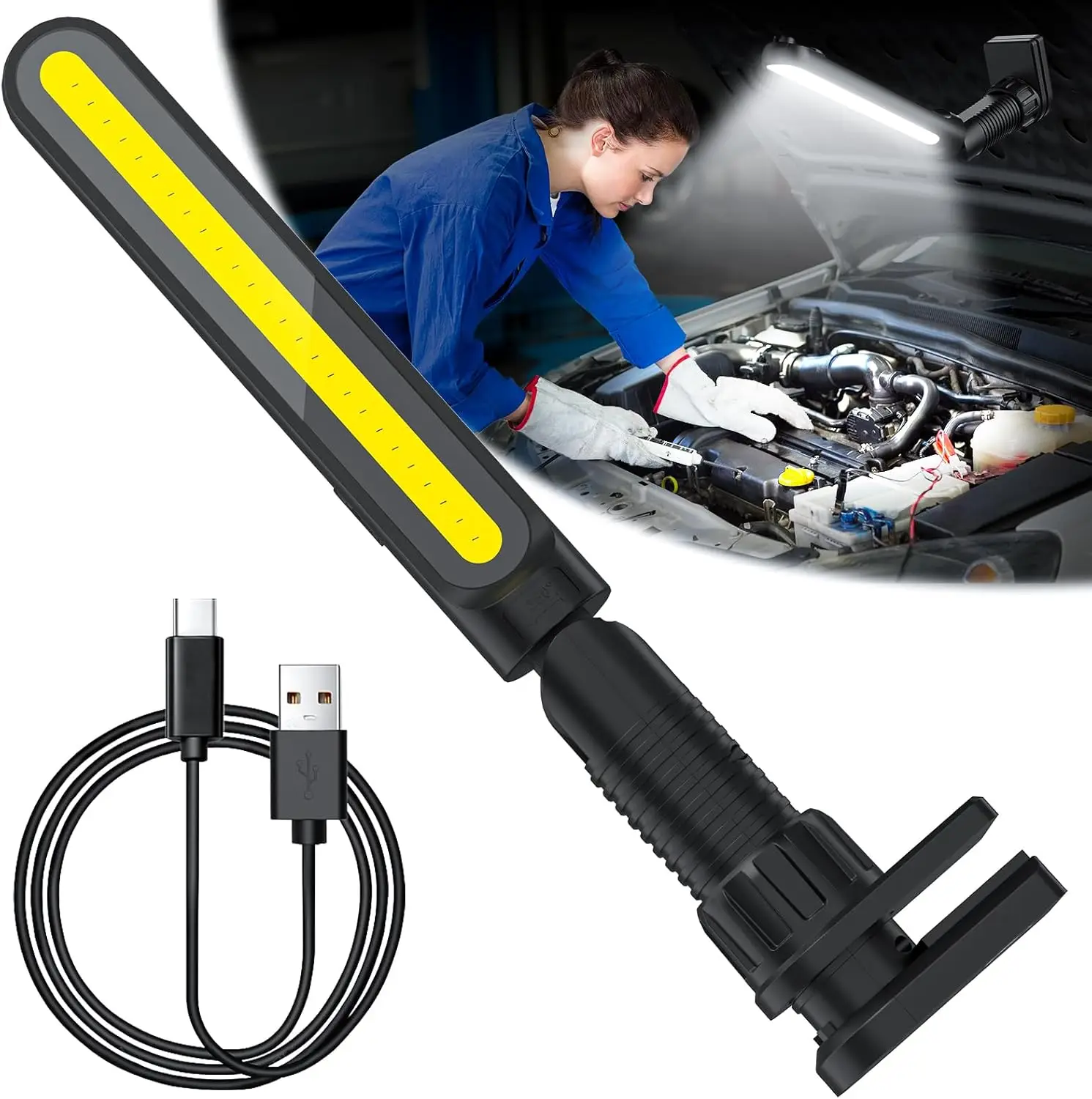 Rechargeable Mechanic Work Light, Portable Magnetic LED Bar with 2200mAh Battery, Portable Work Flashlight For Car Reparing