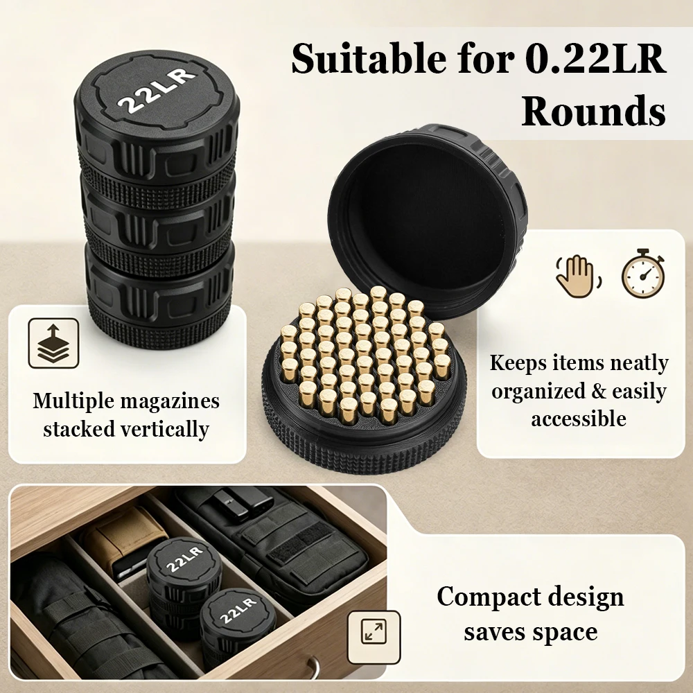 6Pcs Ammo Storage Box .22LR 55 Rounds Ammunition Case Bullet Storage Container Portable Mini Ammo Organizer Box for Men Hunting view 5