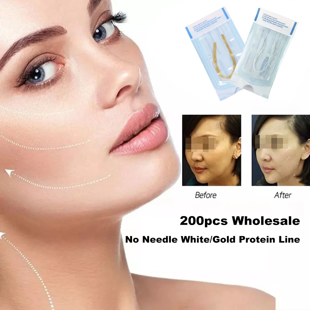 200pcs Wholesale Protein Thread No Needle Gold Protein Line Absorbable Anti-wrinkle Face Radar Thread Collagen Facial Lifting