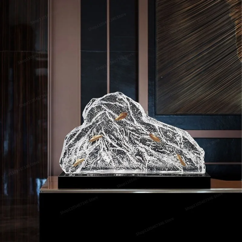 Double-sided new textured mountain-shaped sculpture artwork imported transparent resin ornament hotel model room soft decoration