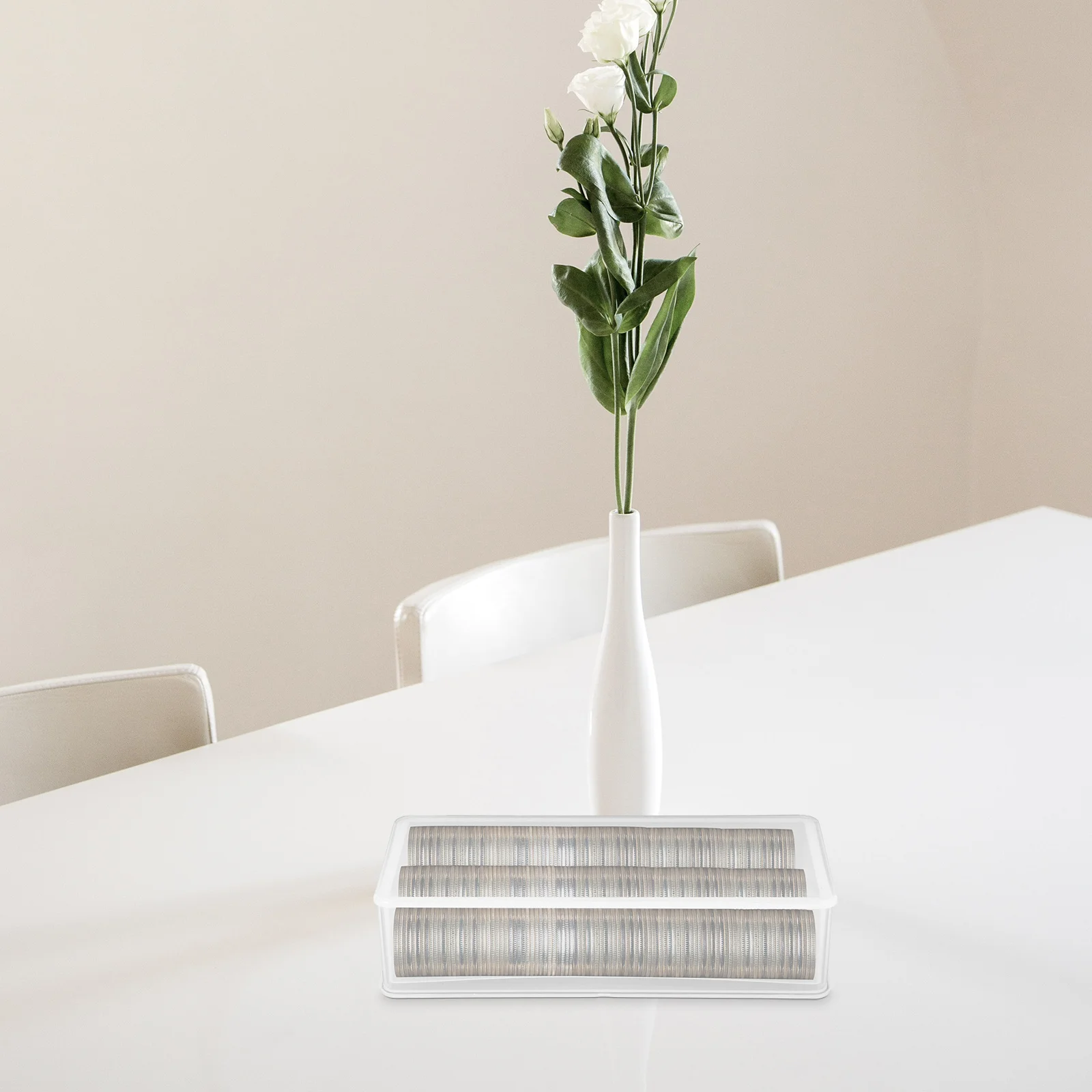 2 قطعة صندوق تخزين العملات المعدنية سعة كبيرة حامل العملات البلاستيكية لجامعي الأوراق النقدية المحمولة المقاومة للغبار والعملات التذكارية #5