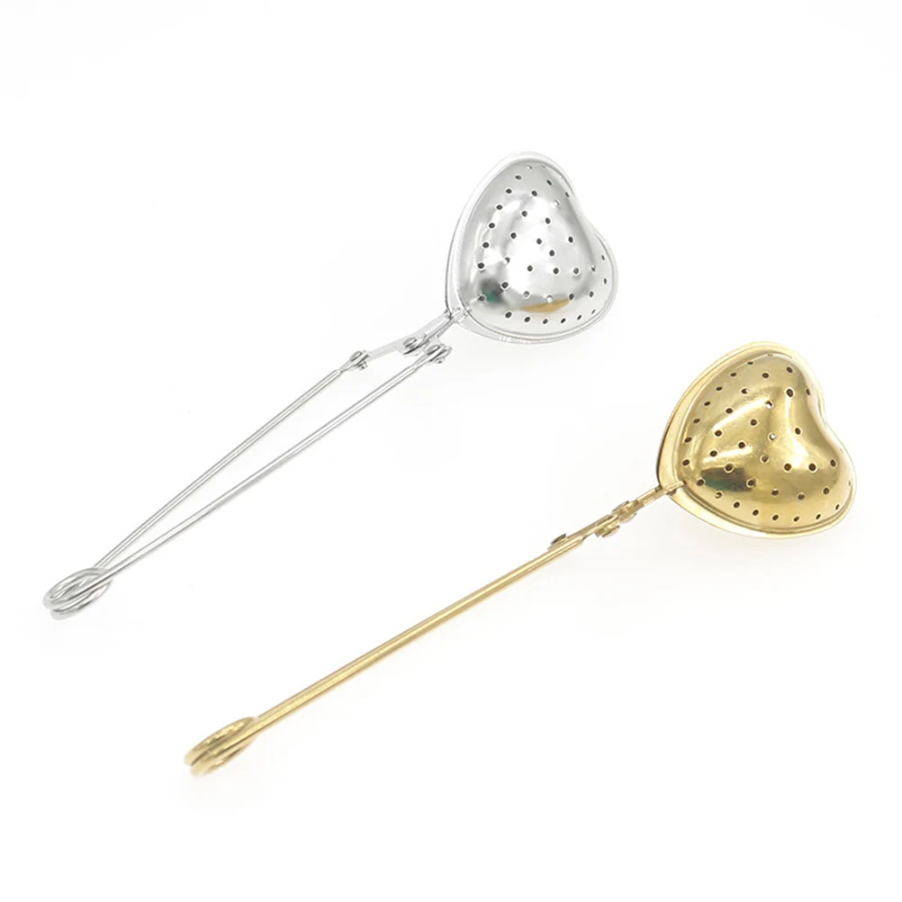 

2 PCS Tea Ball Filter Strainer Infuser Golden Heart Stainless Steel Infusers for Loose Strainers Handle