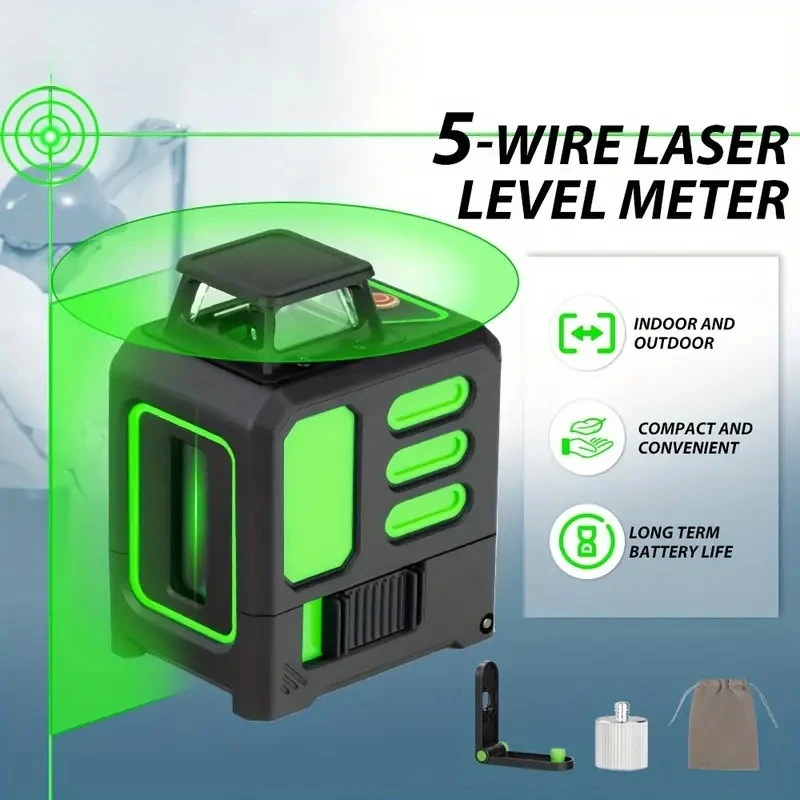 

Mini 5 Line Laser Level High Accuracy Strong Light Fine Line 2 Line Leveling Tool Small Alignment Instrument