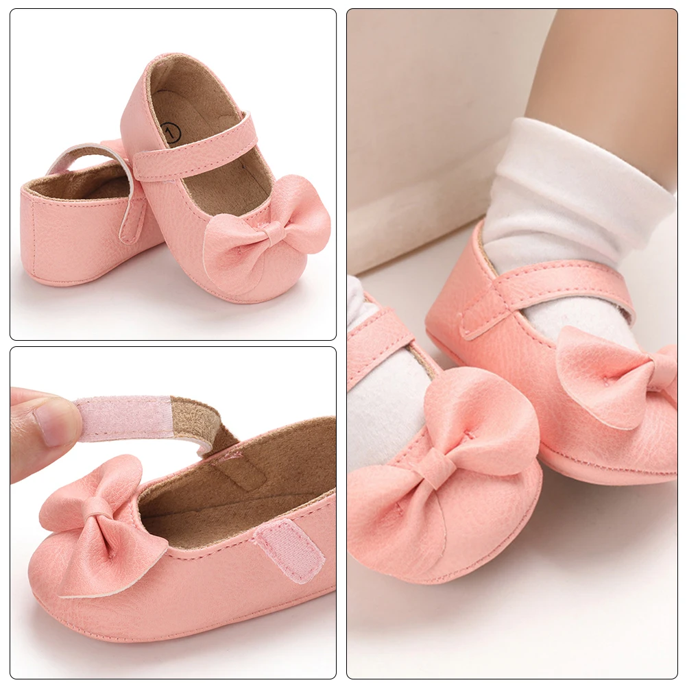 

1Pair Baby Toddlers Shoes Pink Bowknot Soft Flat Infant Prewalker Shoes First Walking Anti Slip Comfortable Baby Girls Footwear