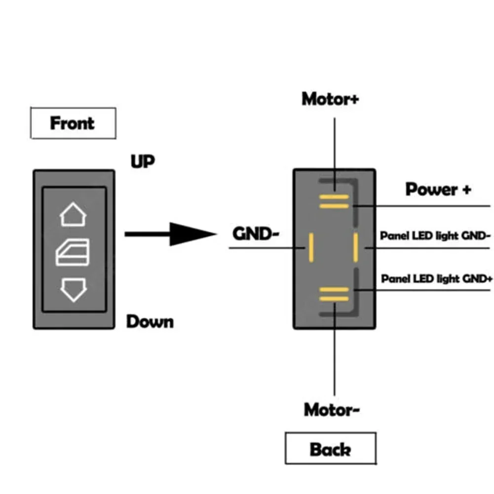 Car 6-pin Car Glass Elevator Switch Electric Power Switch Button With Green Light 12/24V 10A Auto Power WindowSwitch ON/OFF