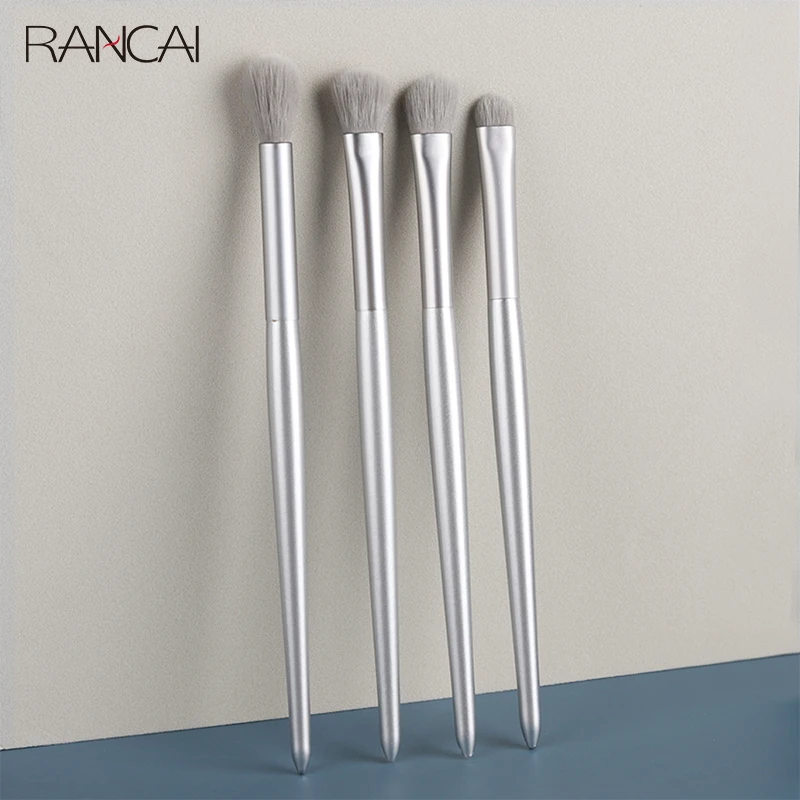 Makeup Brushes 4 Pcs Eye Brush Set Silver Portable Cosmetics Eye Shadow Concealer Blending Noseshadow Detail Make Up Tool