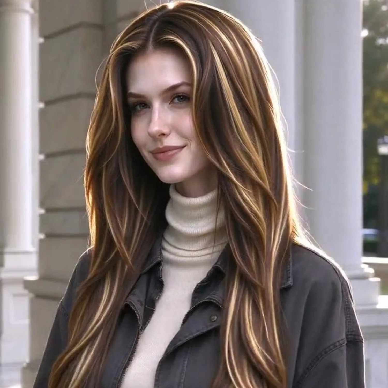 Straight Wig 30 Inch Dark Brown To Blonde Balayage 613 Heat Resistant Synthetic Fiber Wig 280g For Women, Wigs for cosplay
