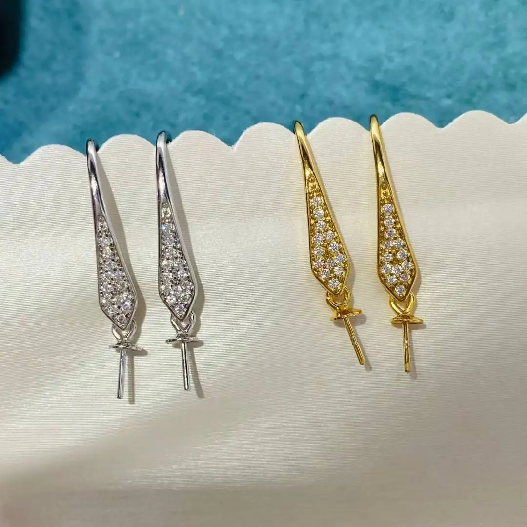 

Серьги из стерлингового серебра S925, фурнитура для крепления, базовые монтажные детали, аксессуар для жемчуга 10-11 мм, 10 пар/лот