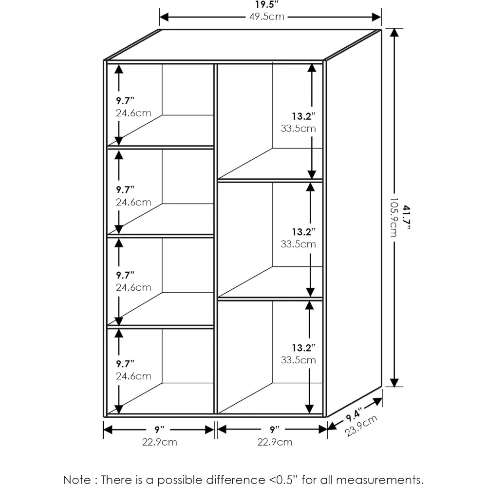 Estante modular de 7 cubos - 9,4 x 19,5 x 41,7 - branca - adequada para sala de estar, quarto, escritório doméstico