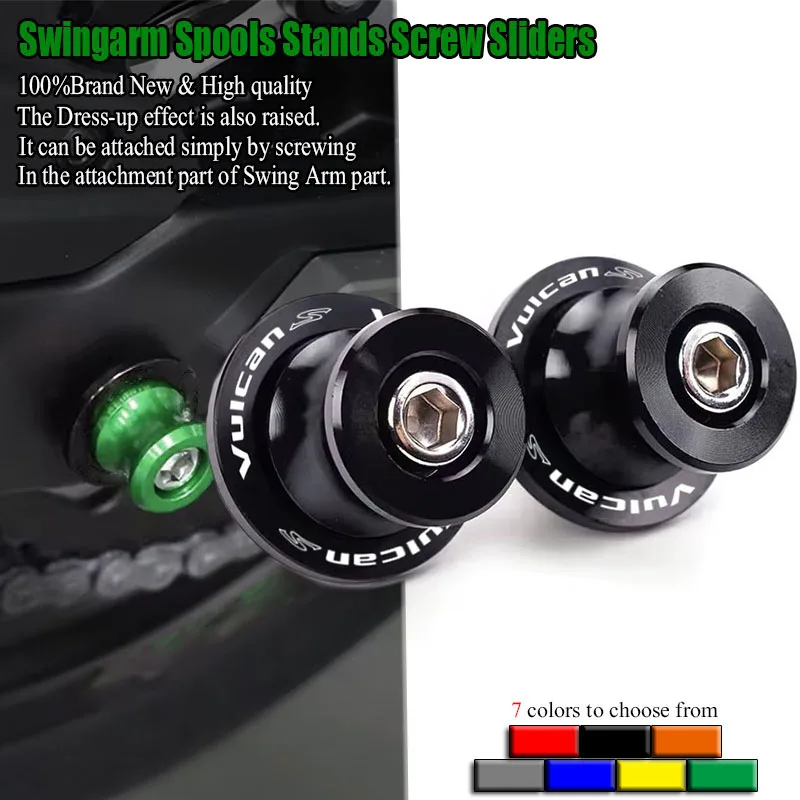 

Fit For Vulcan S 650 VN650 2015-2023 2024 Swingarm Spools Sliders Stand Screws CNC Accessories M10 Bolts 1 Pair