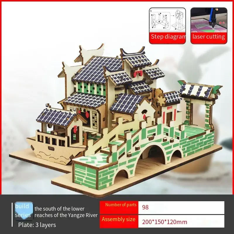 

Wooden 3D Carousel Stereoscopic Jigsaw Puzzle Children Puzzle Assembling Toy Sailboat and Fighter Model Puzzles for Kids