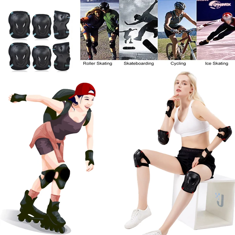 

Elbow Knee Pads Skating Protector Skateboard 6Pcs/Set Bicycle Sports Protective Gear Riding Roller Wrist Guard Kids Adults BMX