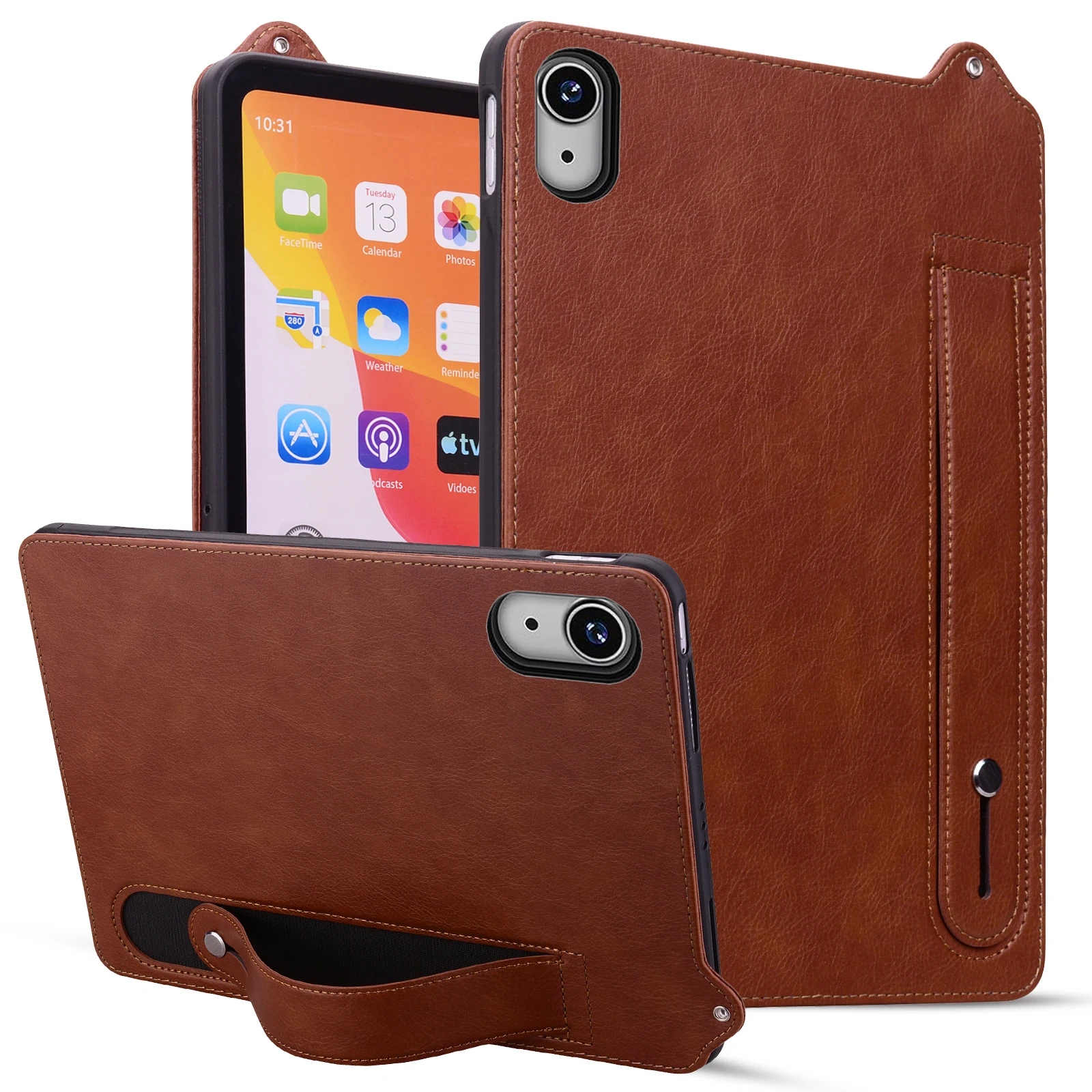 

Luxury Leather Case For iPad 2025 2024 10.2 10.9 11 12.9 13 inch Pro Air 4 5 6 MINI 7 8 9 10th Generation Wrist Band Stand Cover