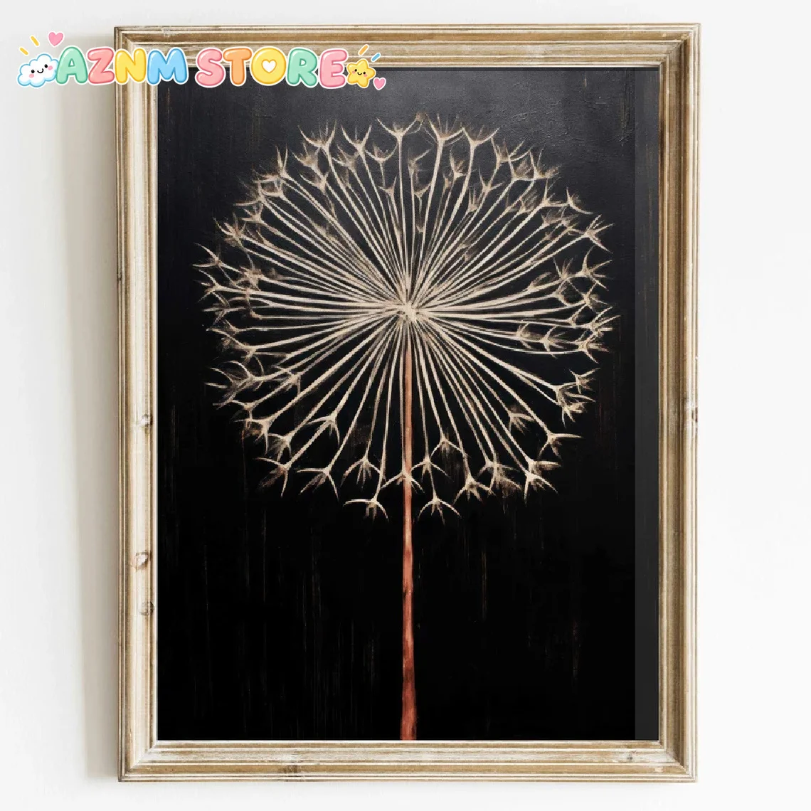 1pc Vertical Dark Dandelion Flower Wall Art - Modern Minimalist & / Canvas Poster, Botanical Wrap-Around Painting Suitable fo