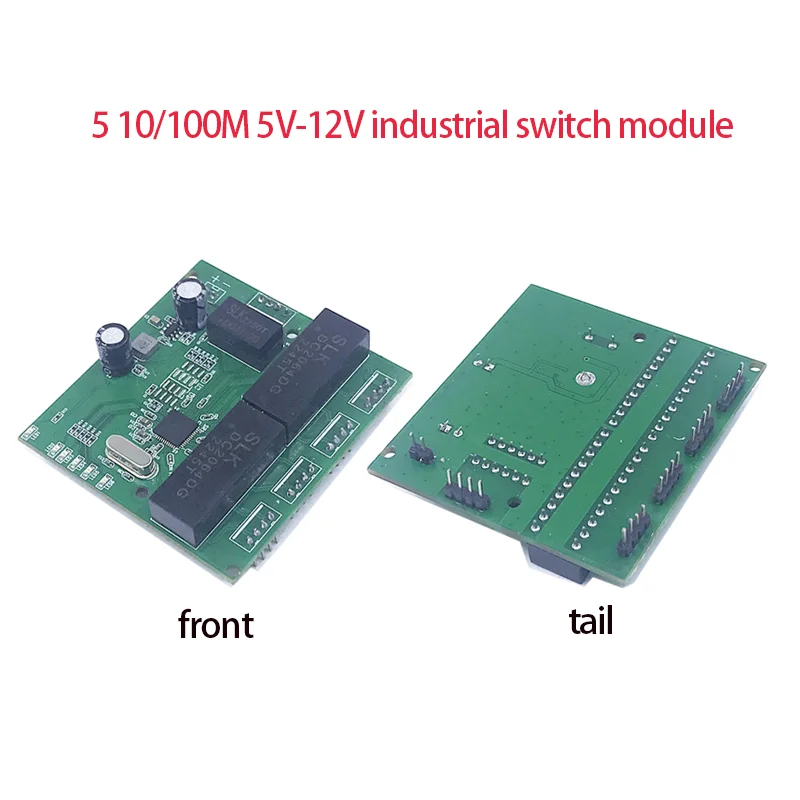 Módulo de interruptor Ethernet industrial no gestionado, placa PCBA, puertos de detección automática OEM, placa base de 5V-12V, 10/100M