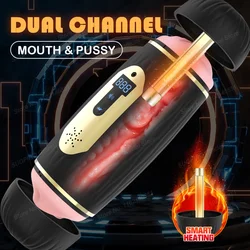 Male Automatic 2 In 1 Sucking Masturbator Cup Vibrator Blowjob Masturbation Pocket Pussy Vagina Adult Sex Machine Toys For Men