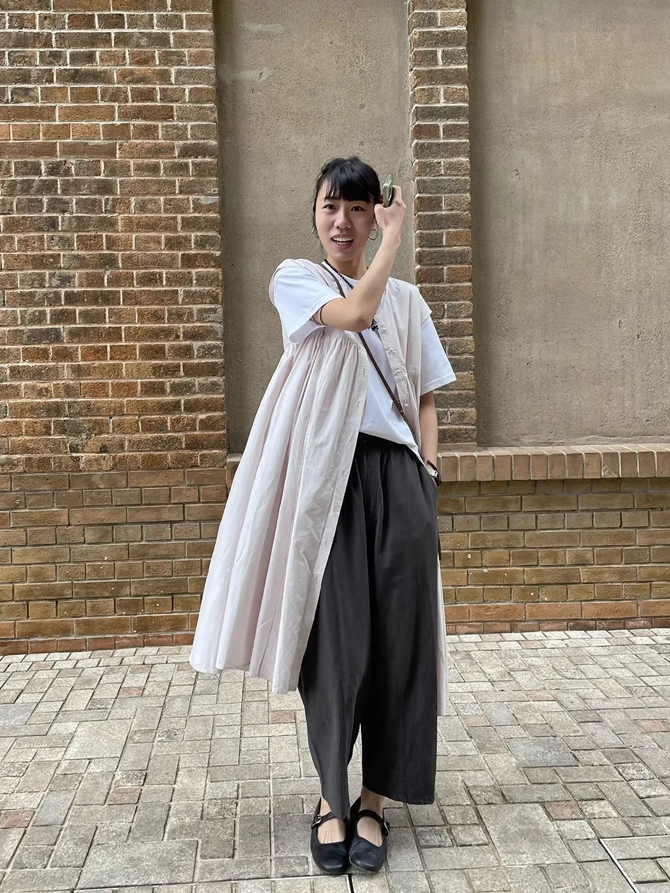 

Cxxmagique Pastel Pink Svel Pure Cotton Oversized Multi-layered irt Vest Dr Women's Commute Sle round Ne Butto...