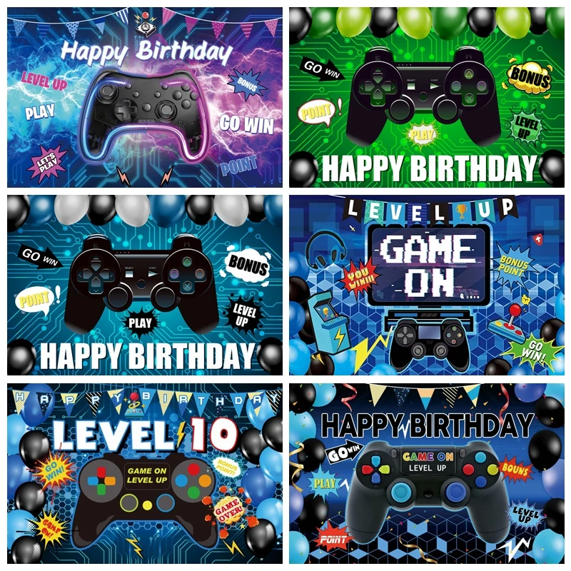 게임 아기 소년 생일 핫 비디오 전자 게임 사진 배경, 장식 사진 스튜디오 배경 포토콜 사진