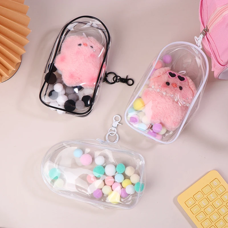 1PC Transparent Plush Dolls Storage Pouch Keychain Bag Storage Pouch Mystery Box Organizer Box Doll Bag Thicken Keychain Wallet