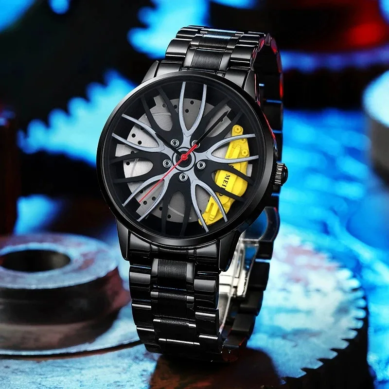 Fashion Men Quartz Watch Unique Trend Steel Racing Brake Calipers Wheel Design Watches For Man Gifts Hot Sale