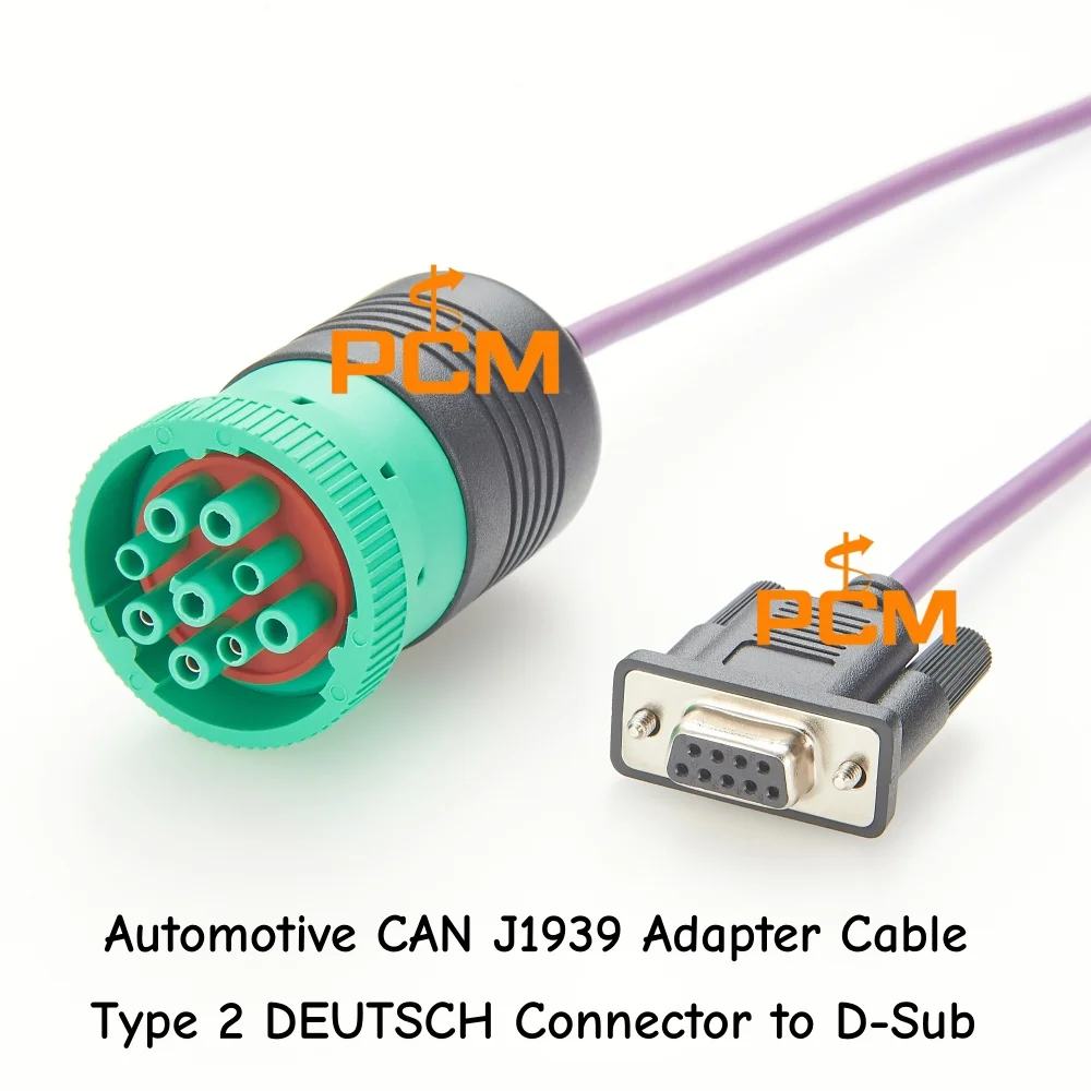 Automotive CAN J1939 Adapter Cable J1939 Type 2 DEUTSCH Connector to D Sub Cable for Vehicle CAN Bus Diagnostic & Communication