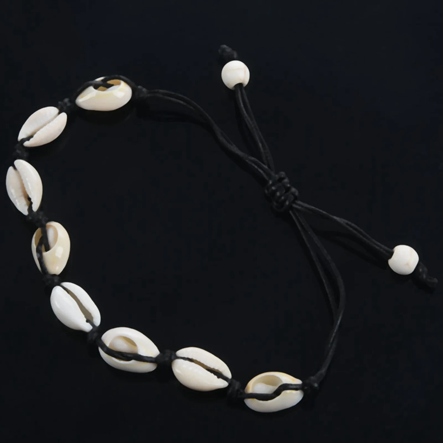 Cavigliere per le donne Shell Foot Jewelry Summer Beach bracciale a piedi nudi caviglia sulla gamba cinturino alla caviglia accessori bohémien nero