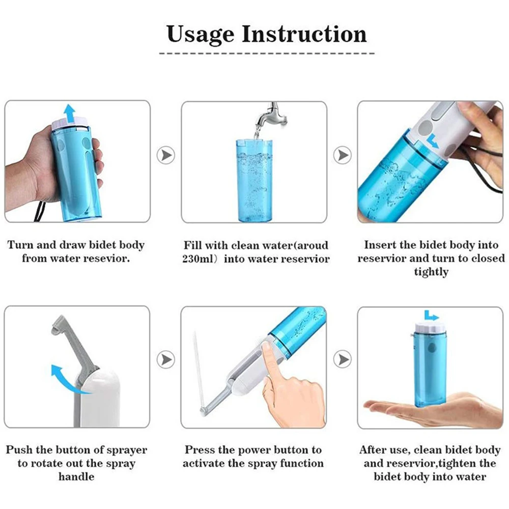Imagem -04 - Pulverizador Portátil Elétrico Portátil do Bidé Carregamento do Usb Pulverizador do Toalete Higiene Pessoal Curso Feminino