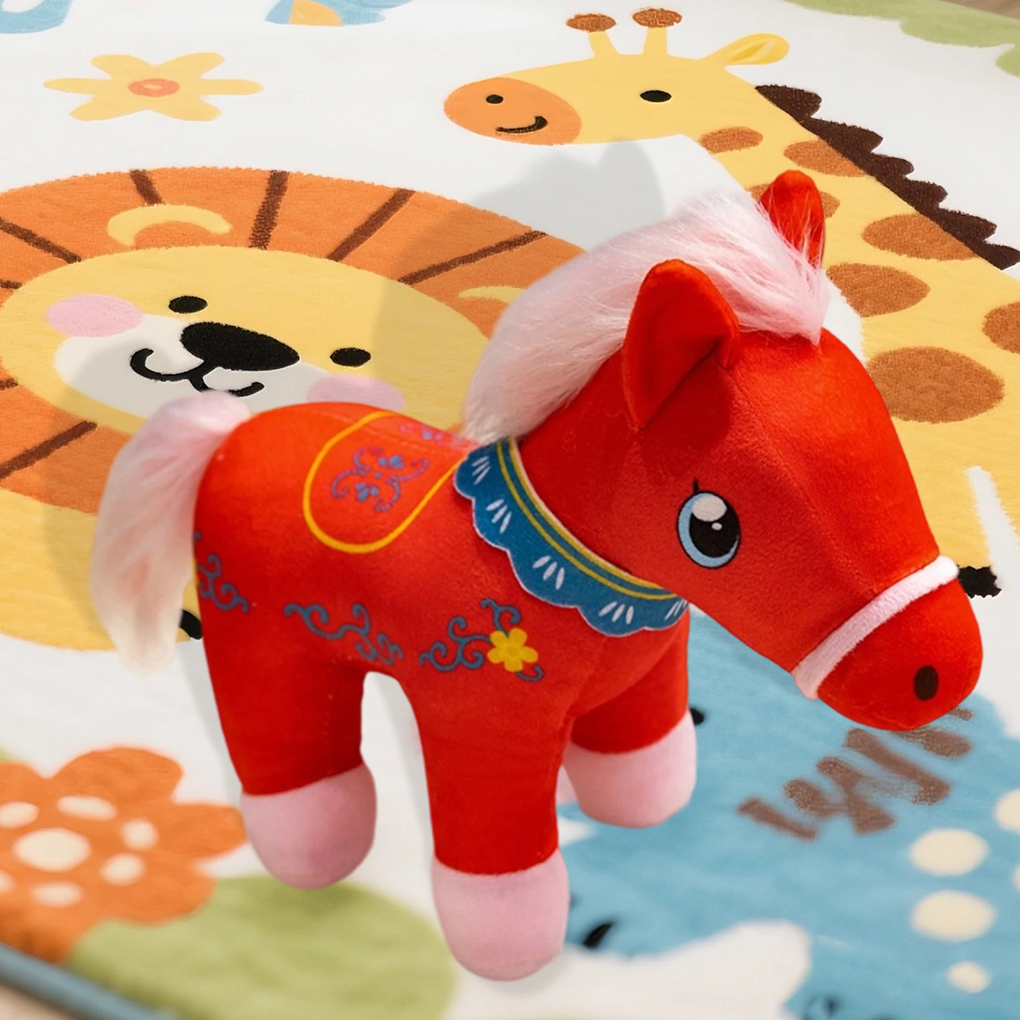 귀여운 말 플러시 마스코트 - 기업 행사 및 축제 장식에 완벽한 - 회사 축하 행사용 조디악 말 인형