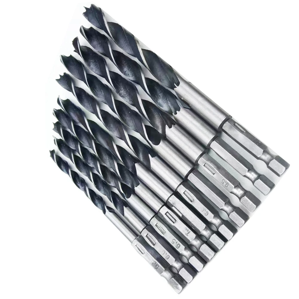 1Pcs 1.5-10mm Woodworking Hexagonal shank Three-point  drill bit Carpentry Drill HSS Electric Drill Wood Opening hole
