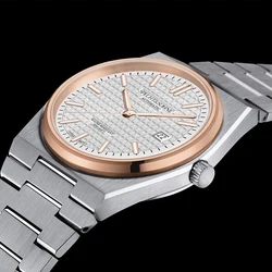 SPECHT & SOHNE-Reloj de pulsera automático para hombre, cronógrafo mecánico de acero inoxidable, oro rosa, 37MM, resistente al agua