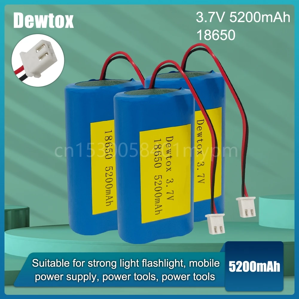 3,7 V 18650 5200 mAh Li-Ion Akkus Wiederaufladbare batterie Für Angeln LED Licht Bluetooth Lautsprecher Batterie Mit XH2.54-2P Stecker