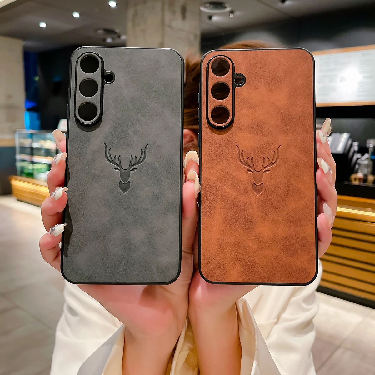 

Embossing Deer Case for Samsung Galaxy S25 Ultra Plus A56 A36 A26 A16 A55 A54 A53 A52S Cover PU Leather Full Camera Shell ,./\p