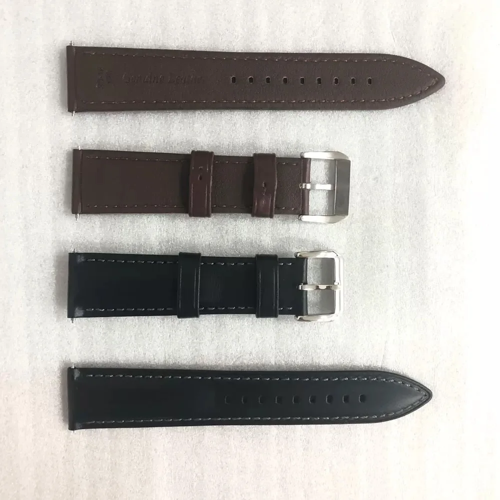 

Fashionable Bright Black Leather Strap 22*18mm Stainless Steel New Arrival Watch Band Accessory