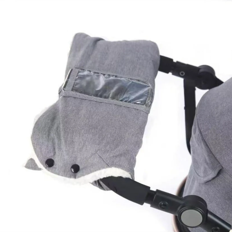 겨울 유모차 장갑, 따뜻하고 방풍 및 내한성, 두꺼운 손 커버, 방수 외부 레이어, 양털 안감