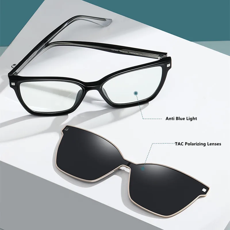 TGCYEYO New Magnetic Polarization Set Mirror for Women's Fashion Cat Eye Frame CG7802 Trendy TR90 Myopia Special Sunglasses