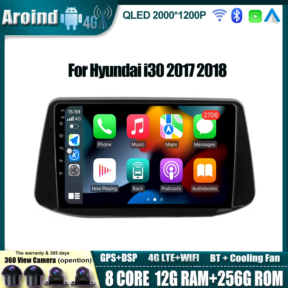

Android 14 Car Wireless Carplay 4G WIFI Tools BT For Hyundai i30 2017 2018 Atuo Radio Multimedia GPS Navigation Video Player