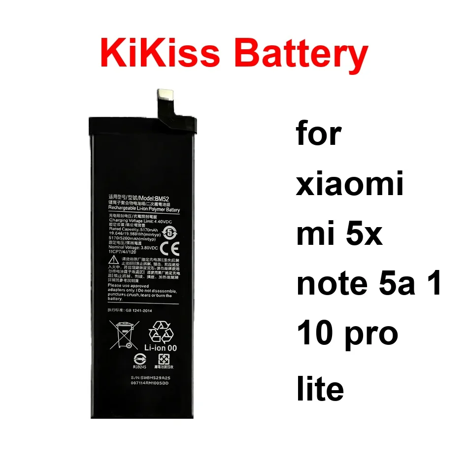 

Аккумулятор для мобильного телефона Stable BM34 BN31 BM21 3000-5260 мАч для Xiaomi MI 5X Note 5A 1 10 Pro Lite