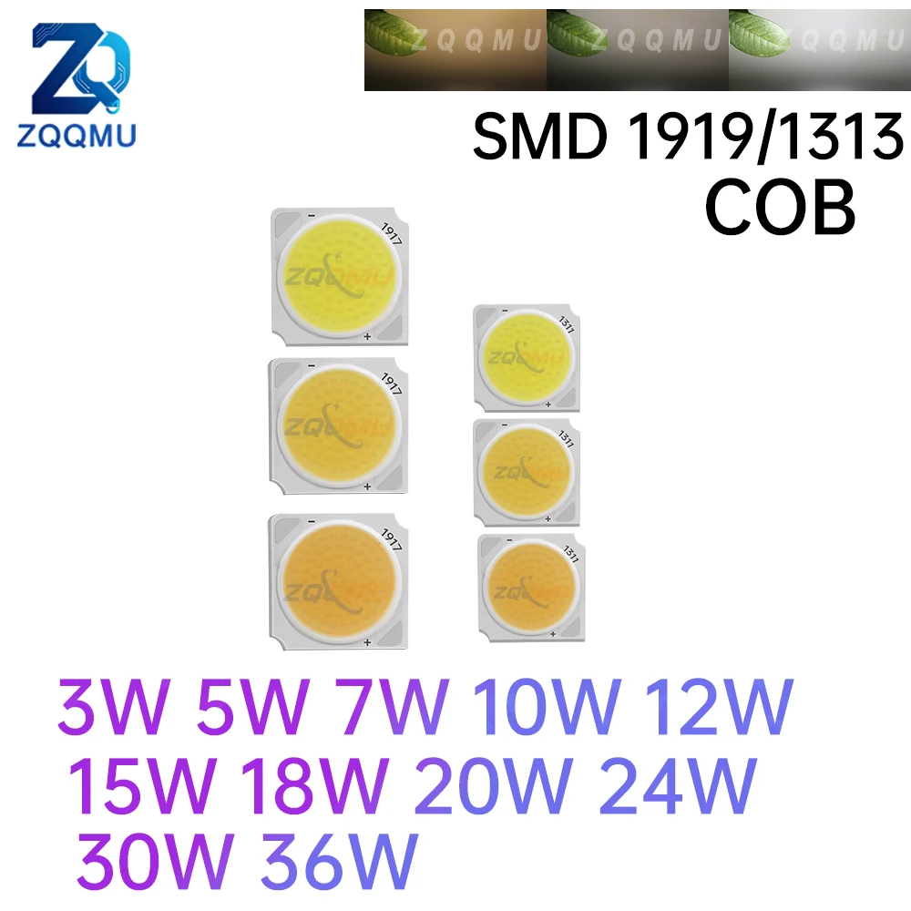 10PCS DC durable 3W 5W 7W 10W 12W 15W 18W 20W 24W 30W 36W COB light source 1080LM aluminum high power COB LED chip DIY lighting