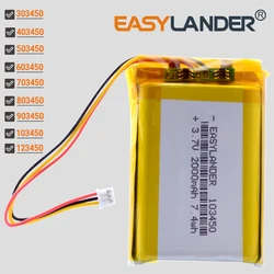 JST1.25 3P 3.7V 2000mAh 103450 Lithium Li-ion Polymer Battery Lipo 303450 403450 503450 603450 703450 803450 903450 123450