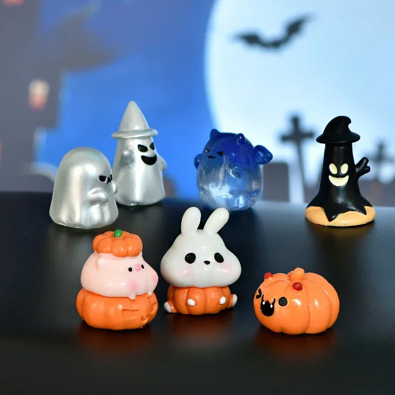 Mini halloweenowe figurki miniaturowe słodkie duch Halloween dyniowe bajkowe miniatury figurki do dekoracji domu DIY rzemiosło żywiczne — zdjęcie 4