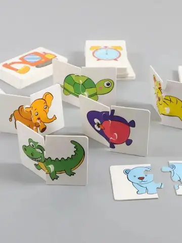 32 Pcs Enlightenment Card Matching Puzzle Early Education Cartoon Pattern Cognitive Boys and Girls Toys