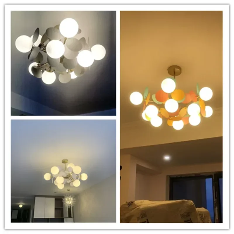 Nowoczesny kolorowy żyrandol sufitowy Led salon sypialnia lampa wisząca szklany pokój dziecięcy kolor kreskówka dekoracyjne urządzenie domowe